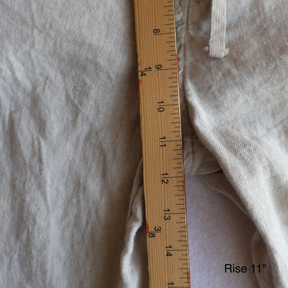 Porter & Ash Men's Linen Blend Pants Chino Beige Drawstring Button 30 Summer